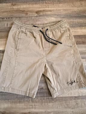 Tony Hawk Shorts‎ Mens Medium Tan Khaki Elastic Waist Skate Chino Stretch